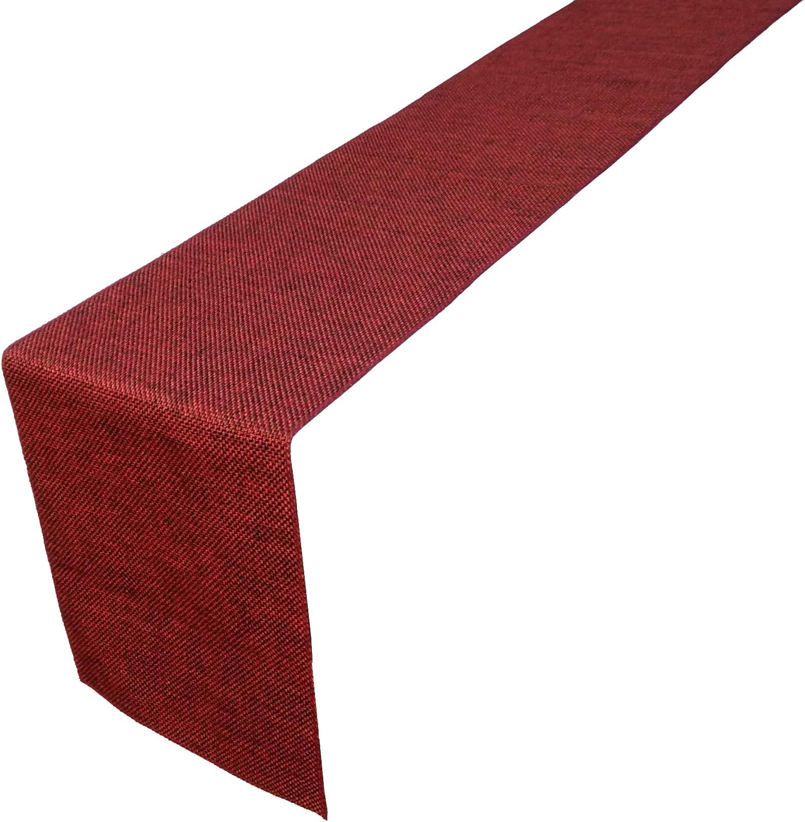 PARFAIR DESSIN Burlap Jute Style Polyester Table Runner for Farmhouse Table Runner Dresser Cover Runner Wedding Party Fall Decorations (Dark Maroon, 13in. x 72in.)