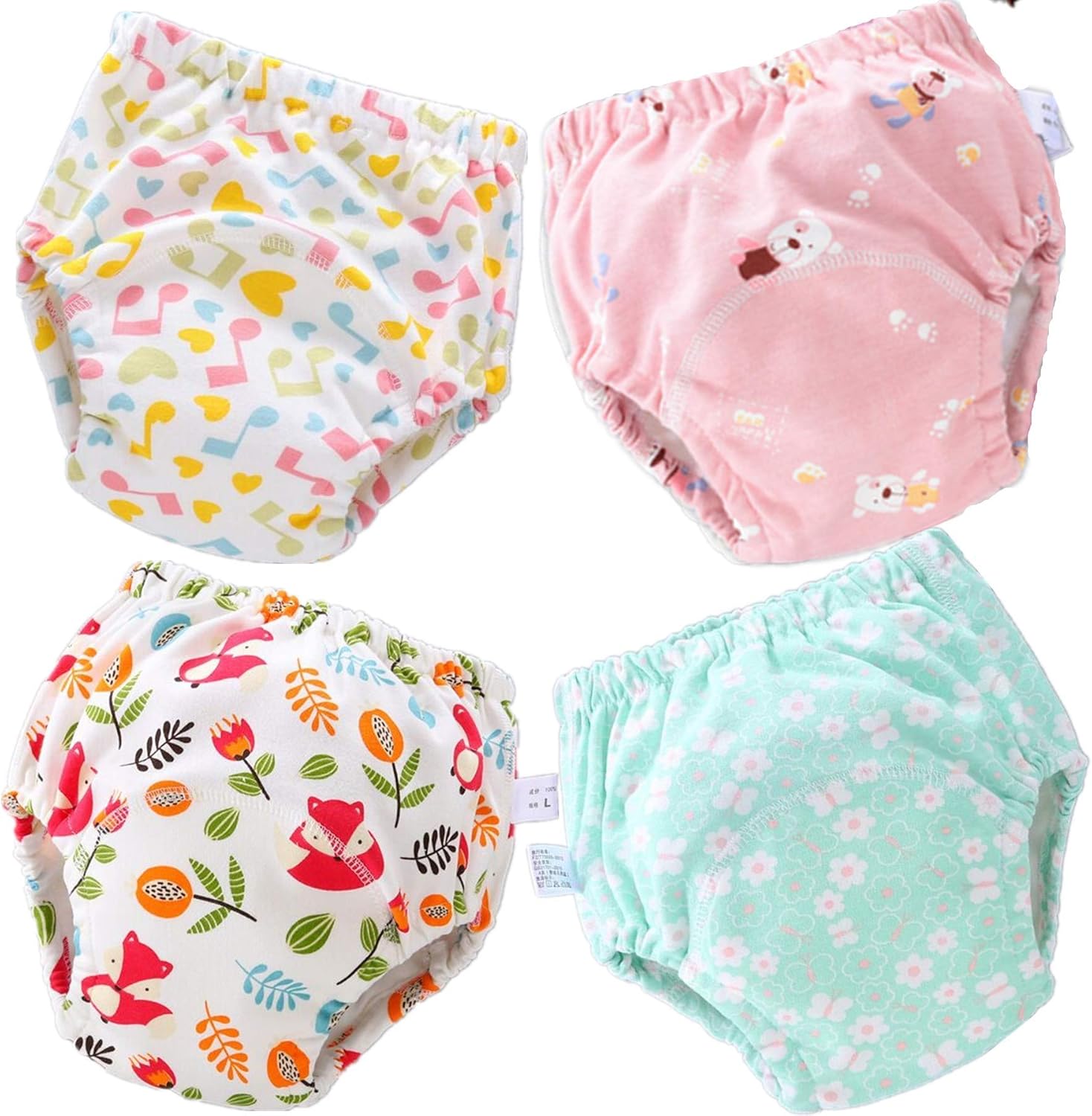 4 Pack Baby Toddler Potty Training Pants Layered Cotton