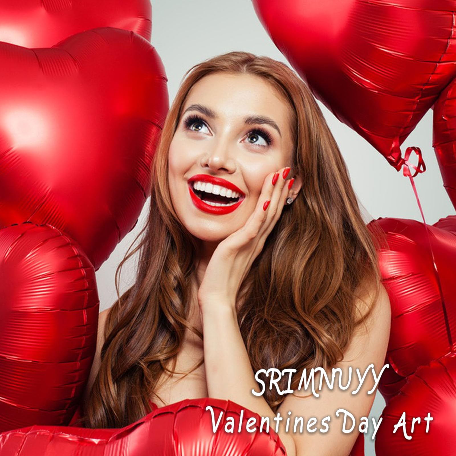 Press on Nails Square Long False Nails with Rhinestones Design Red Heart Glue on Nails Nude Full Cover Fake Nails Press ons Glossy White French Tip for Girls 24Pcs - Image 7