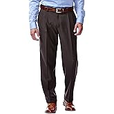 Haggar Men's E-Clo Repreve Classic Fit Pleat Front Dress Pant with Hidden Expandable Waistband