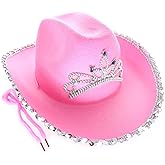 GiftExpress Pink Cowboy Hat With Tiara - CHILD SIZE, Pinky Felt Cowboy Hat for Western Costume, CowGirl Pretend Plays