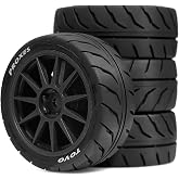 Chanjorlin 1/10 RC On Road Racing Tires and Wheels 12mm Hex OD 2.72'' RC Rally Street Tyres for 1:10 Scale Touring Drift Car Tamiya TT01 TT02 XV01 TA06 A959 PTG2 HPI KYOSHO HSP Traxxas 4PCS (Black)