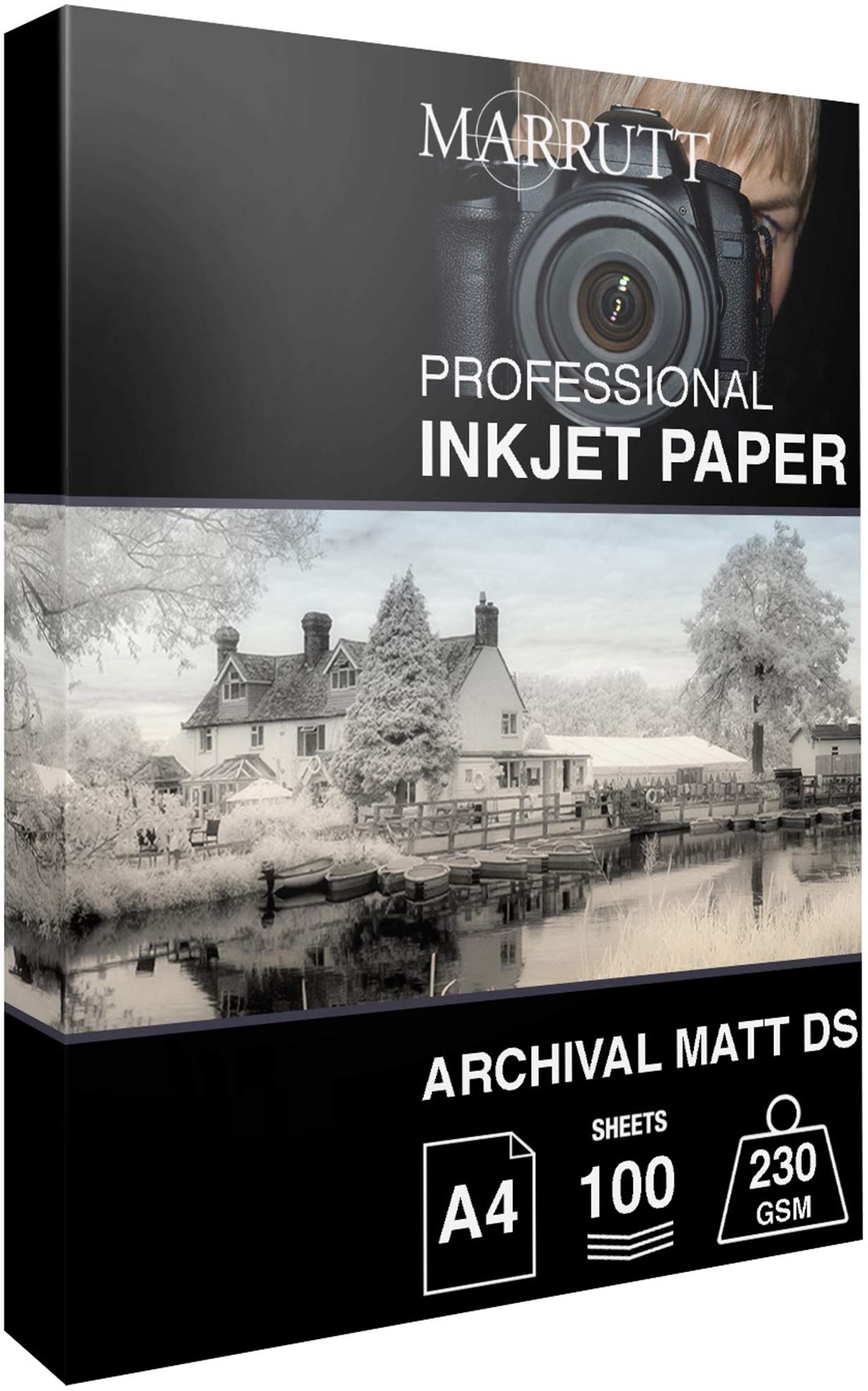 Marrutt 230gsm Archival Matt Double Sided Inkjet Photo Paper: A4-100 Sheets
