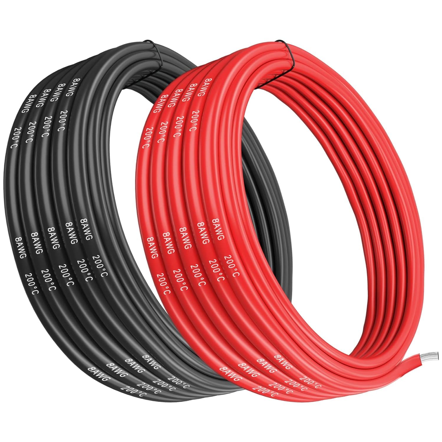 Gruiqrd 8 Gauge Silicone Wire, 8 AWG 8.37mm² Electrical Cable 6M [3m Black and 3m Red], Flexible 1650 Strands 0.08 mm of Tinned Copper High Temperature Wire for RC Car, Marine, Drone, etc — image 1