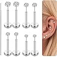 LOLIAS 14K Gold Filled Threadless Nose Studs CZ Nose Rings for Women Men 316L Surgical Steel Labret Studs Lip Rings Push in Flat Back Stud Earrings CZ Nose Nostril Tragus Helix Piercing Jewelry Hypoallergenic 20G 18G 16G