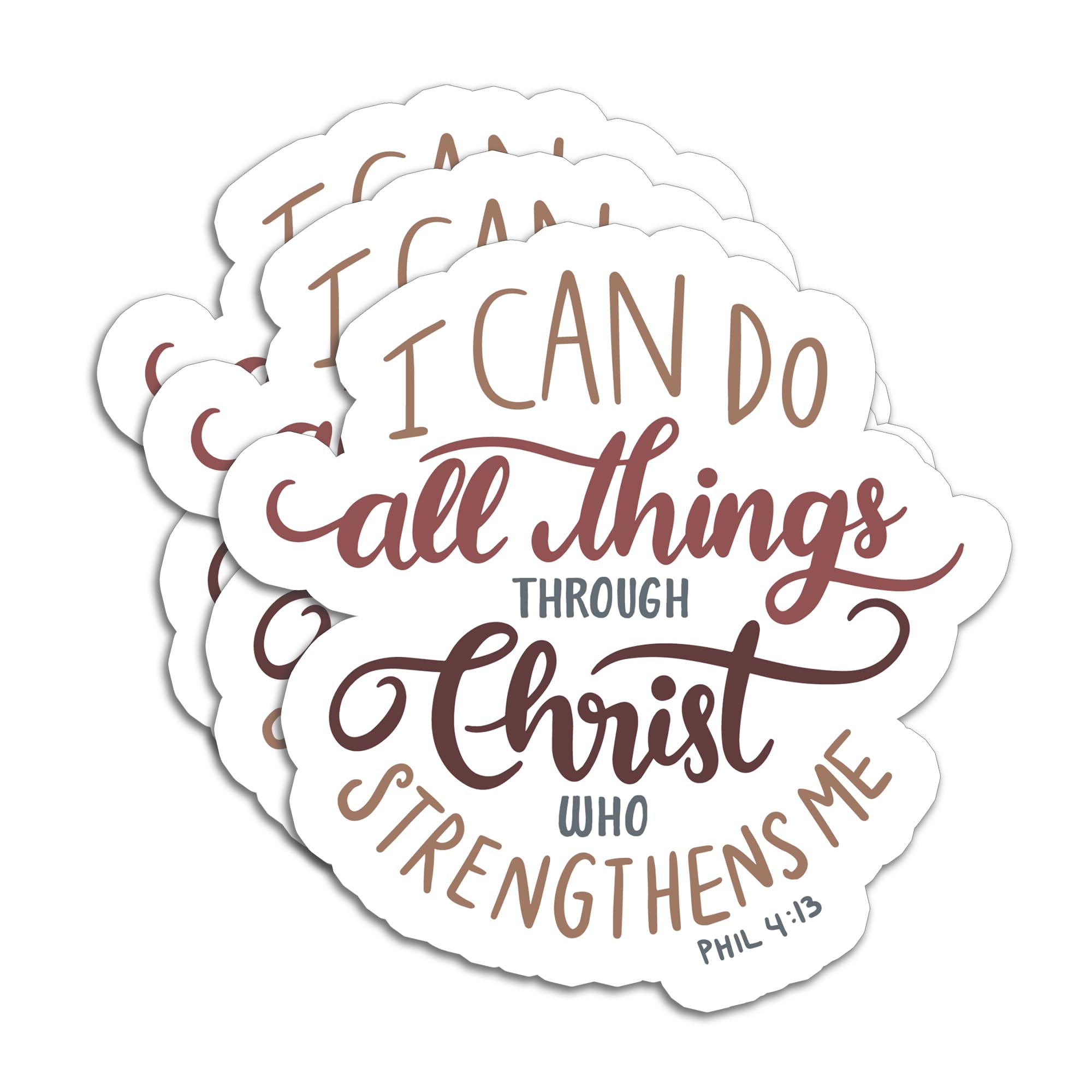 Photo 1 of (3PCS) I Can Do All Things Through Christ Sticker – Philippians 4:13 Bible Verse Christian Inspirational Faith Stickers, Vinyl Decals for Laptops, Water Bottles, Tumblers, Phones, Scrapbooks, 3" x 3"
