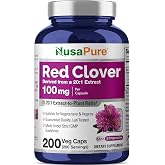 NusaPure Red Clover Blossoms, Vegan, 100mg, 200 Veg Capsules - 200 Servings | Trifolium Pratense Blossom 20:1 Extract, Herbal Formula, Suitable for Adults, Manufactured in a cGMP Registered Facility USA