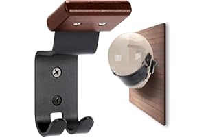 TOKCKYBL Motorcycle Helmet Holder Wall Mount - Solid Wood & Steel Gear Organizer Rack with 2 Hooks, Heavy Duty Display Hanger for Helmets, Football Gear, Ski Equipment, Hats, Jackets