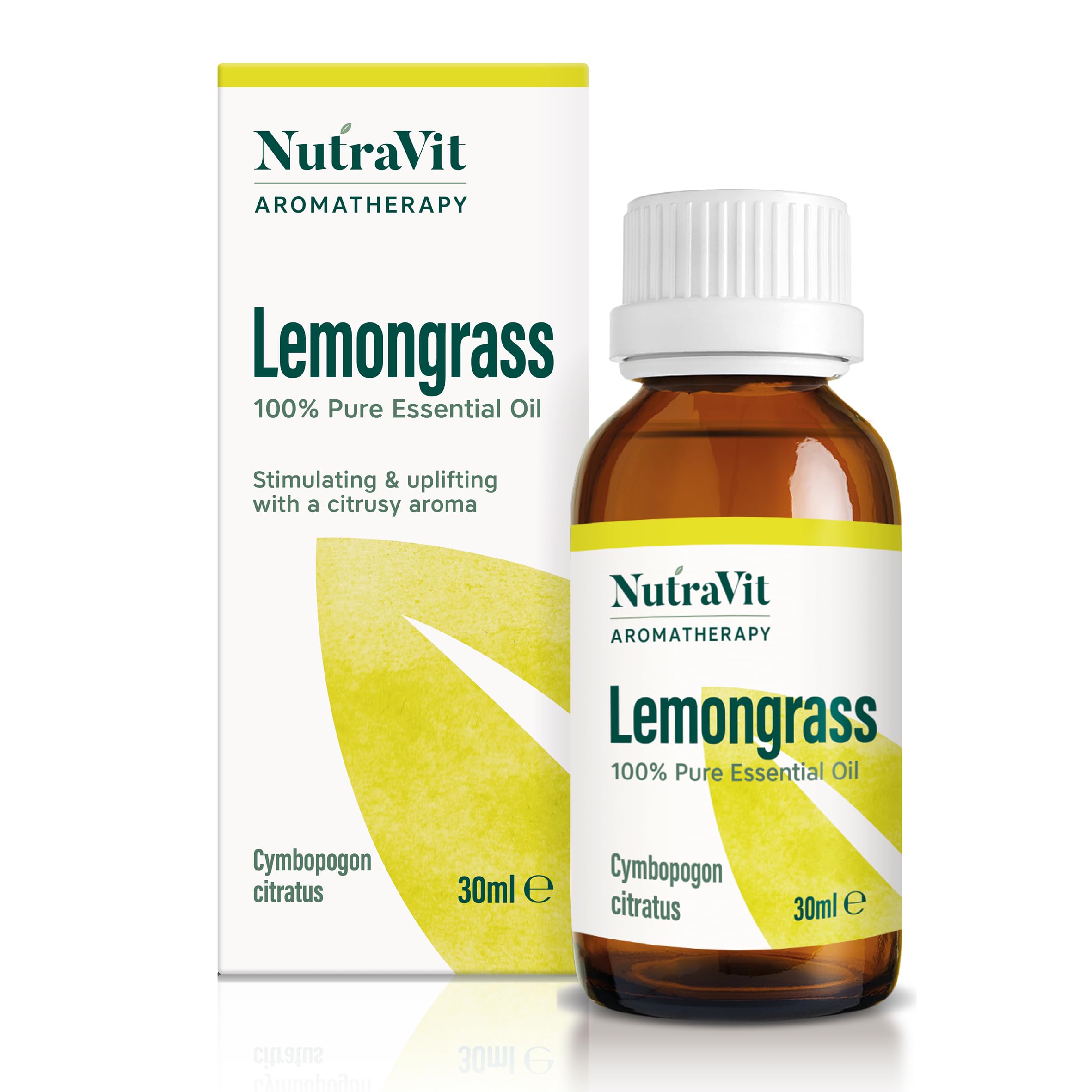 NutraVit - Indian Lemongrass Oil | 100% Pure Lemongrass Essential Oil - 30ml - Therapeutic Grade Aromatherapy Oil - Diffuser, Humidifier, Massage, Muscle Pain Relief & Outdoor Protection