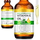 DLOMFVFQ Vitamin E Oil, 75,000 IU Organic Pure Vitamin E Oil for Tightening Plump Skin, Reduce Fine Lines & Scars, Moisturizing Skin, Face & Full Body- 2Fl Oz