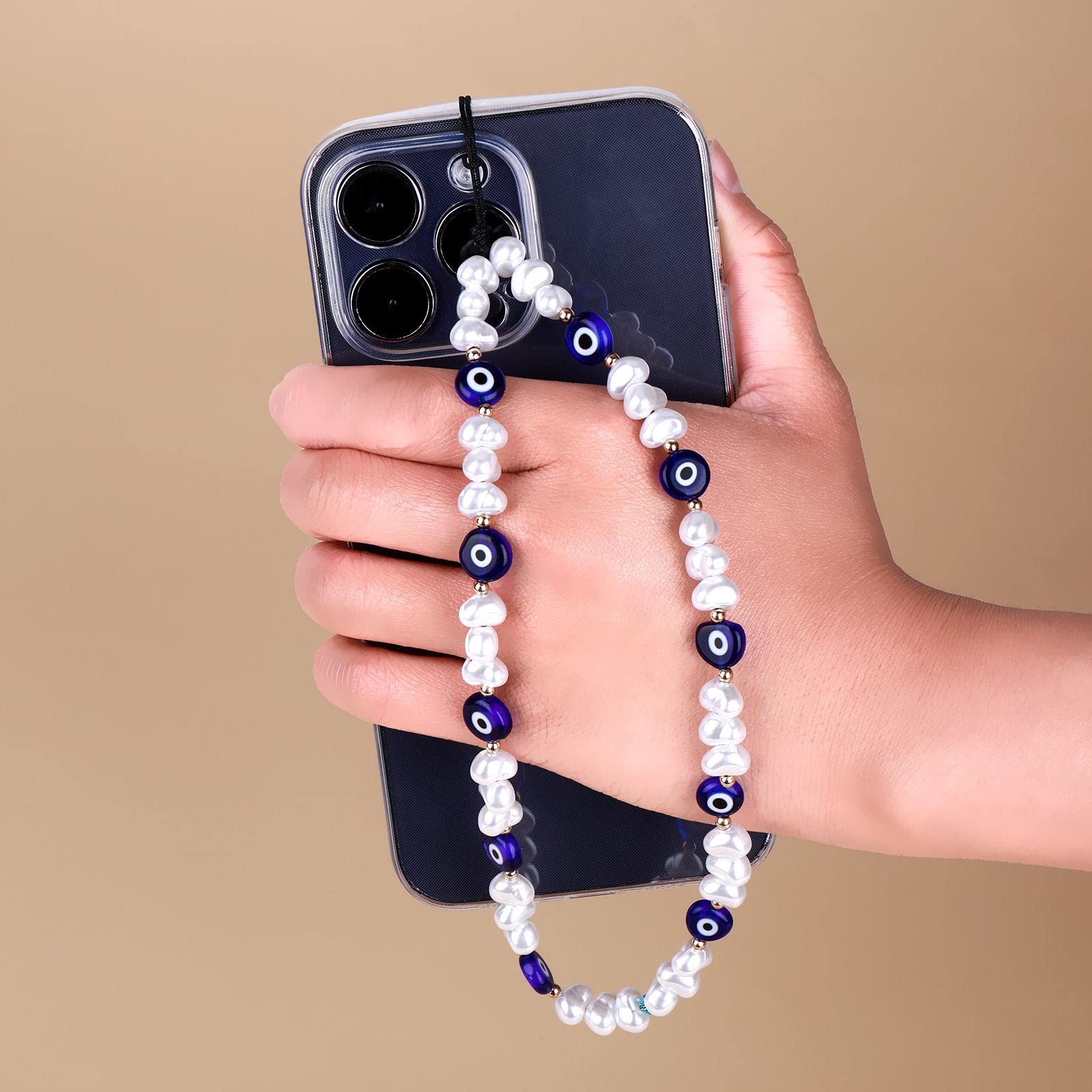 Evil Eye Beaded Phone Charm, Handmade Phone Chain Strap Keychain for Men Women Girls (Set A)