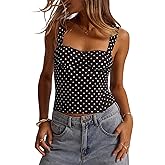 SOLY HUX Women's Polka Dots Corset Tops Y2k Sleeveless Bustier Going Out Crop Tank Top
