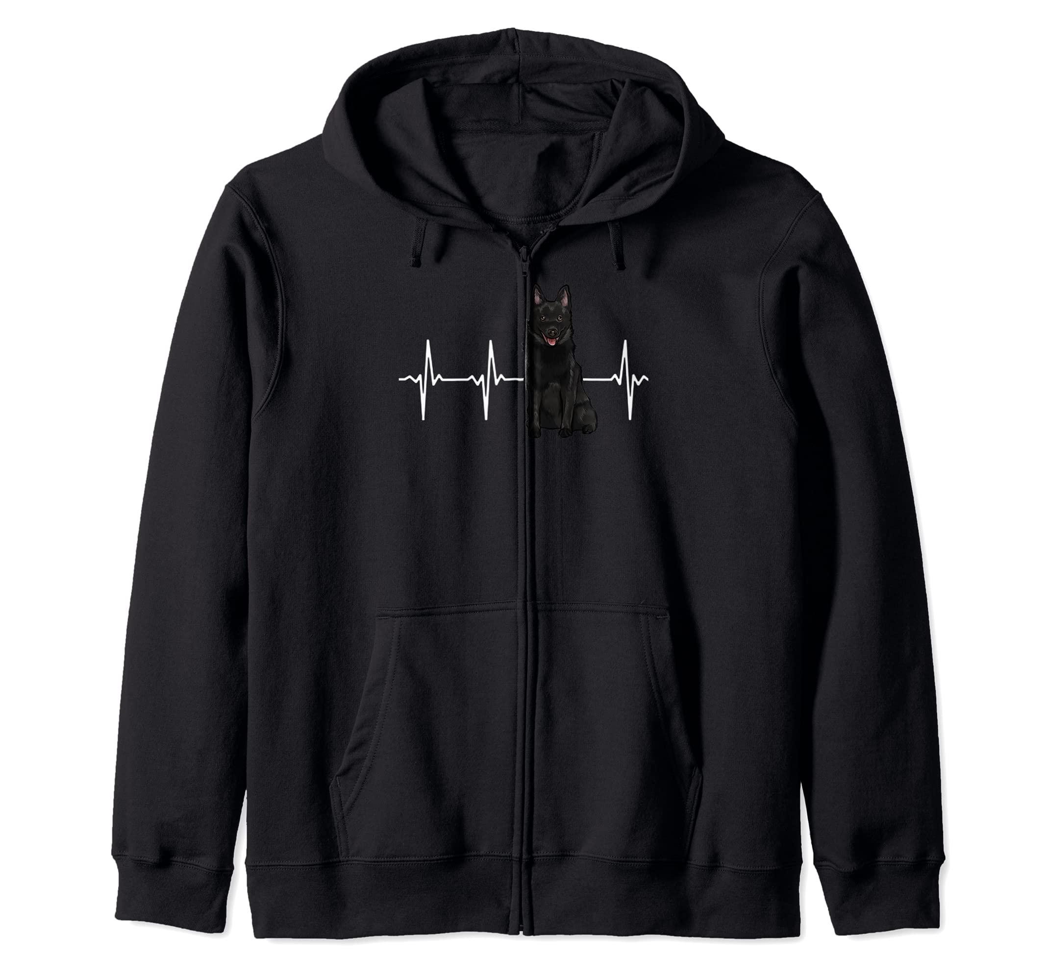 Schipperke Heartbeat Dog Lover Zip Hoodie