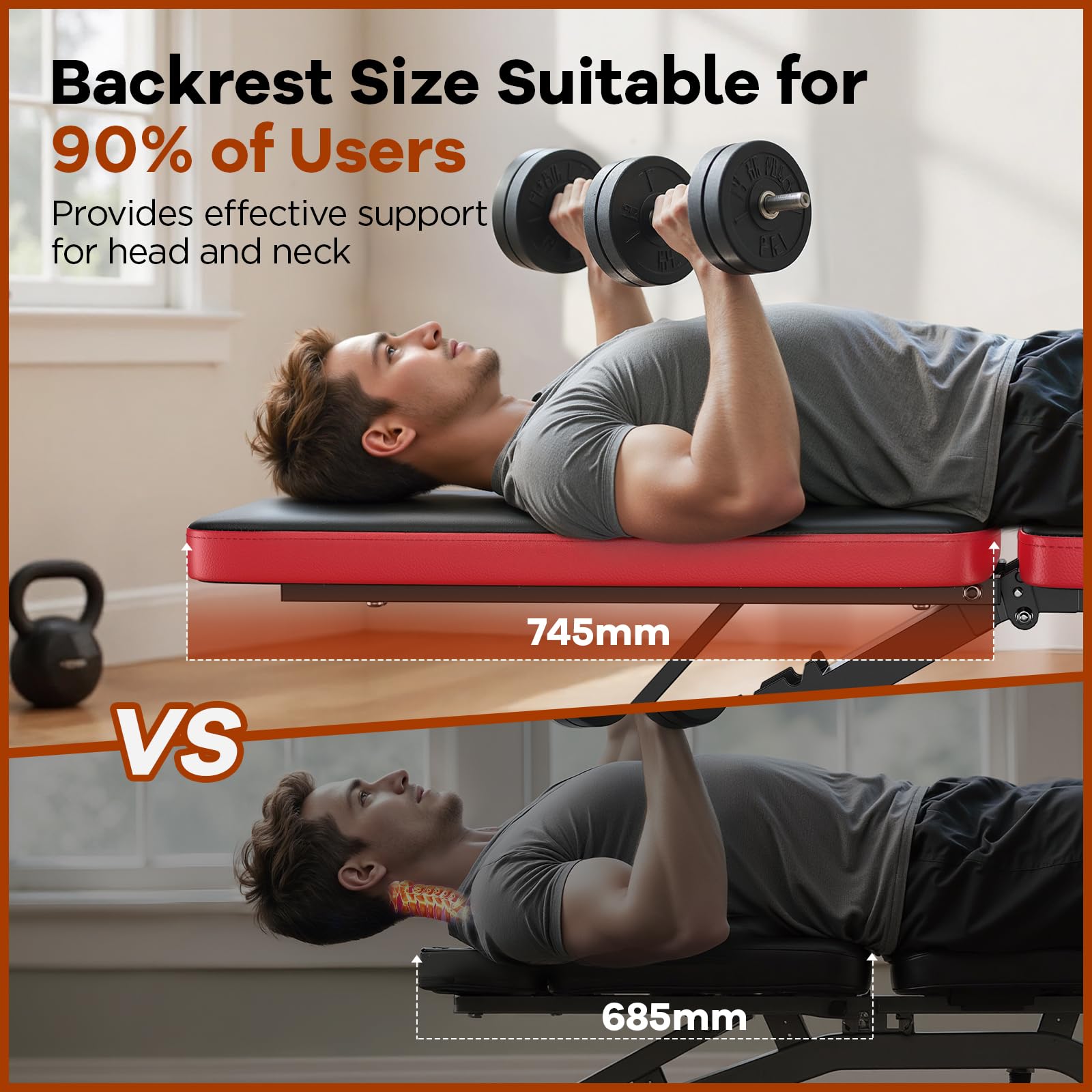 NICEPEOPLE Basic Weight Bench for Home Gym, 8 Backrests Adjustable Bench with 660LBS Weight Capacity for Chest Shoulders Arms Muscles, Foldable and Compact for Small Space Apartment Room