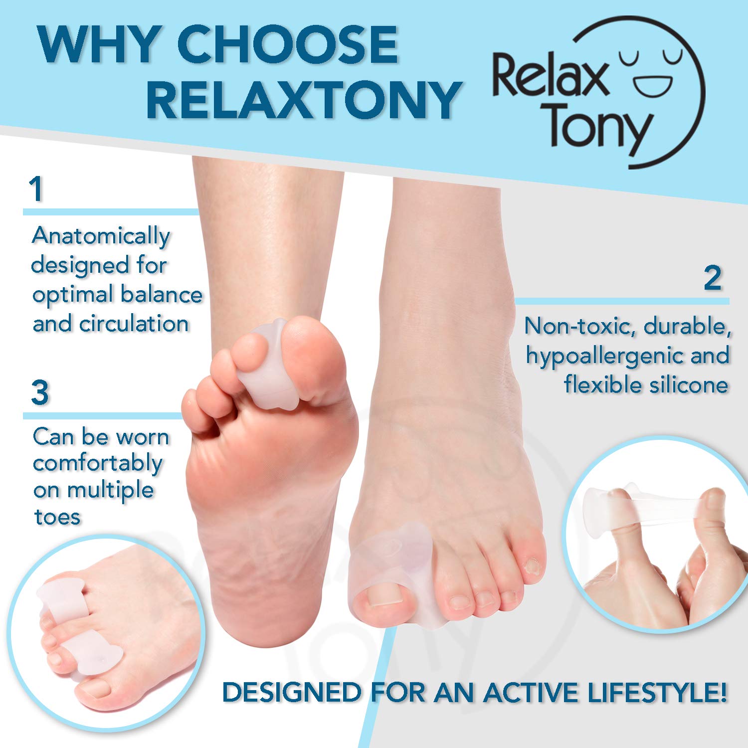 Relax Tony Toe Separators, 6 pieces : Beauty