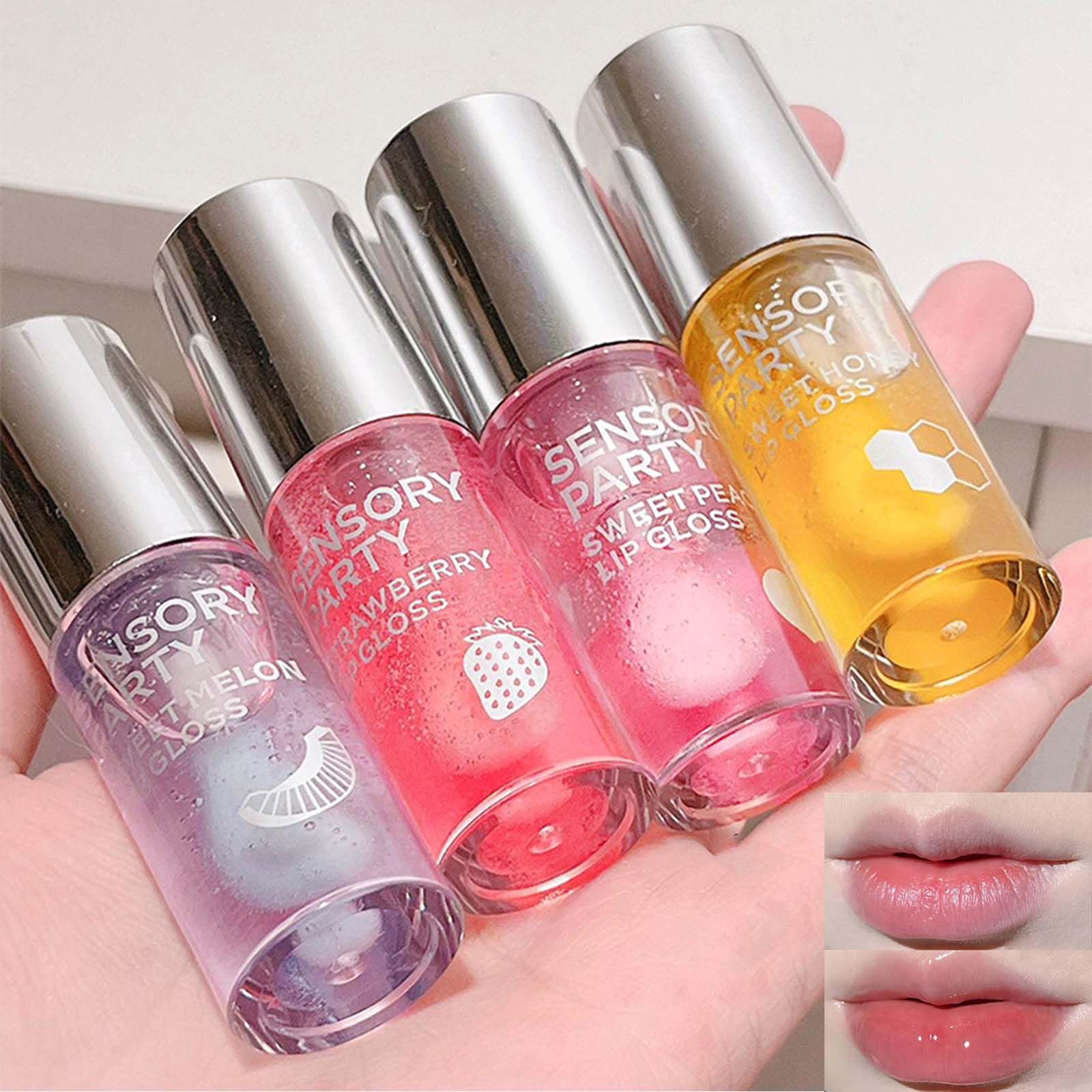 Lip Glow Gloss Plumping Tint,Moisturizing Lip Oil for Lip Lines,4Pcs Jelly Lip Oil,Lip Care Lip Gloss