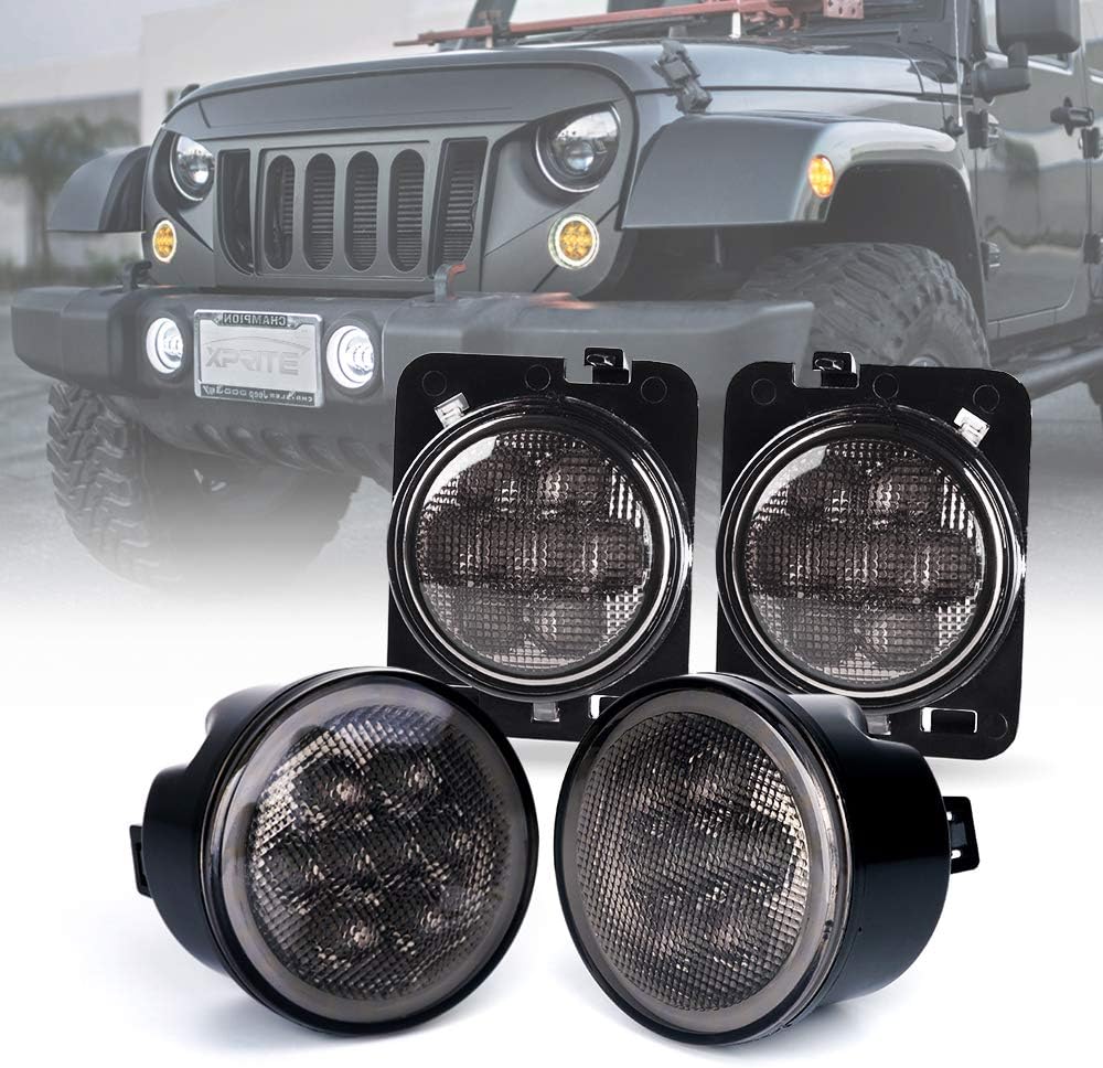 Find Smoke Lens LED Amber Front Fender Side Marker Lights For 97-06 Jeep TJ Wrangler In Rowland - Foto 6
