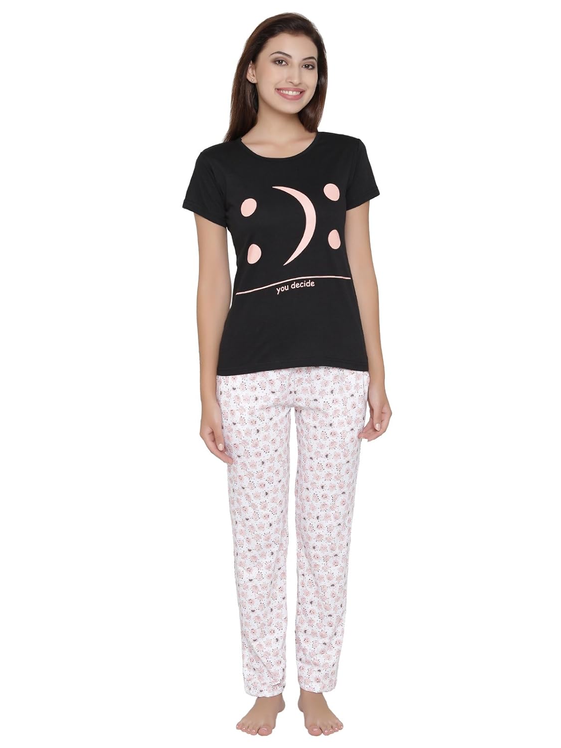 clovia womens printed top & pyjama set