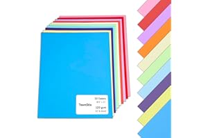 TOWNSTIX 50 Sheets, (32 lb/120 gsm) - Colored Paper Card Stock for Printer, Colorful Cardstock for Crafts - 10 Assorted Colors, 8.5 x 11 inches