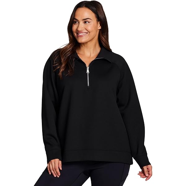 RBX Activewear Luxe Athleisure 1/2 Zip Sweatshirt for Women
