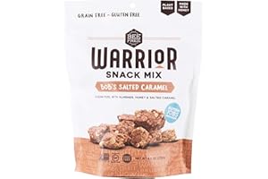 BeeFree Warrior Mix Gluten Free Granola - Chunky Granola Bites | Paleo Granola, Low Carb, Grain Free, Preservative Free, Oat Free | Granola for Yogurt, Low Calorie Snacks | Bob's Salted Caramel, 9 Ounce Bag