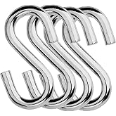 4 Pack Heavy Duty S Hooks for Hanging Hammock Stand Swing Plants, Loads up to 550 lbs, 3.3 Inch Long 0.31 Inch Thick Strong Galvanized Utility Hooks,Swing S Hooks, Industrial Grade Quality Hooks (4)