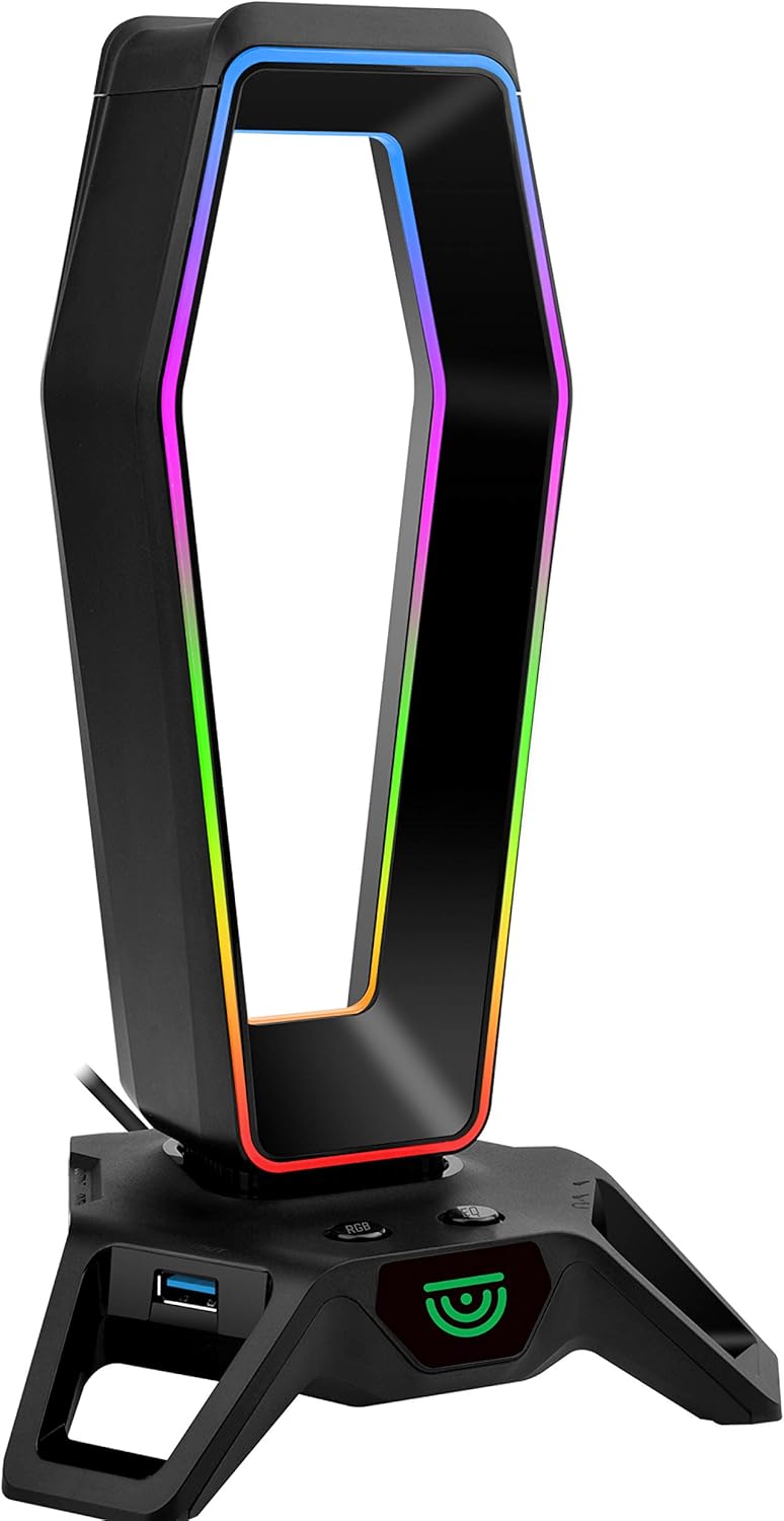 USB Headphone Stand with 3 USB 3.0 Ports RGB Lights Trusyo