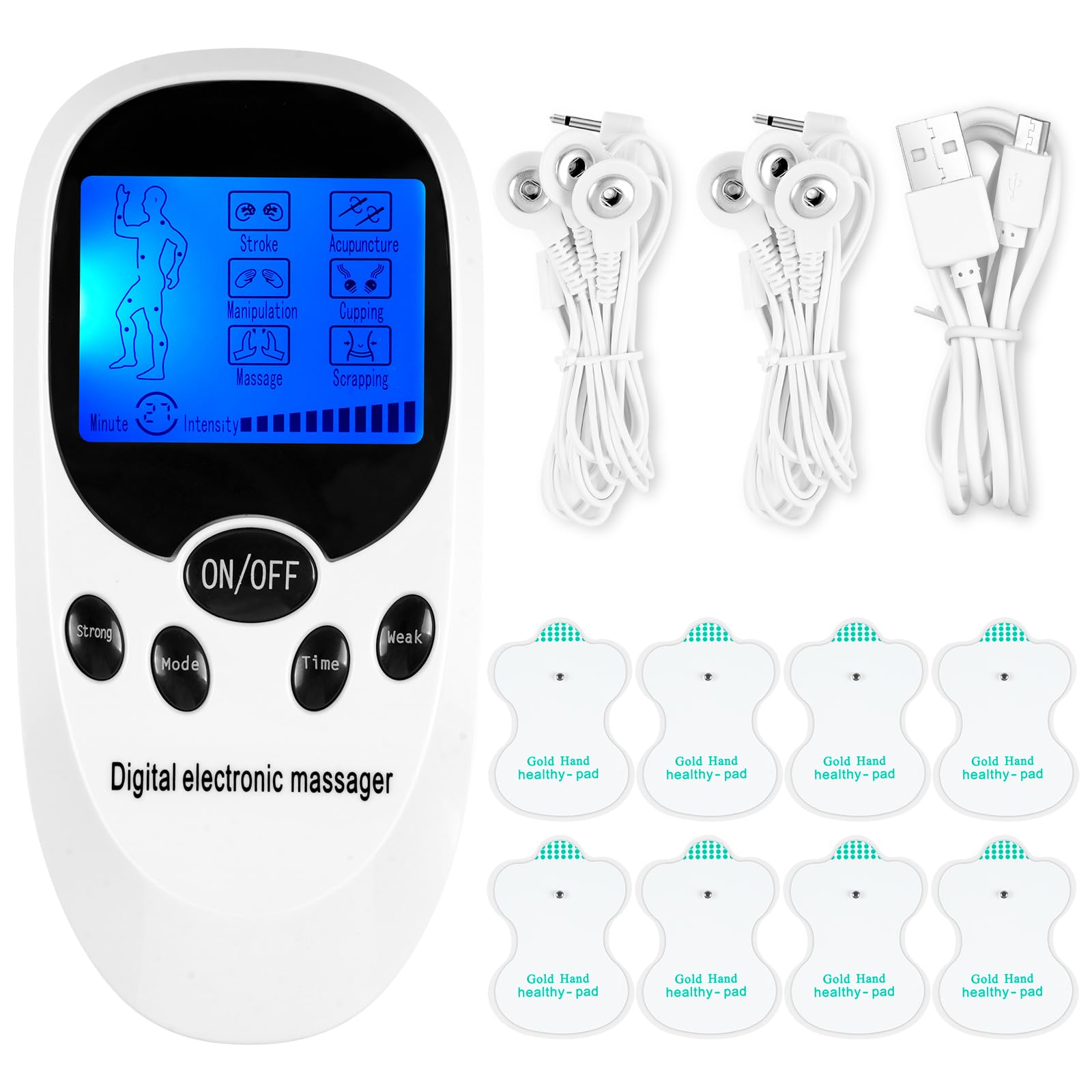 Flintronic TENS Machine, Dual Channel TENS Unit with 6 Modes,11 intensities, 8 Pads Replacement, Rechargeable Muscle Stimulator for Pain Relief, Muscle Strength(White)