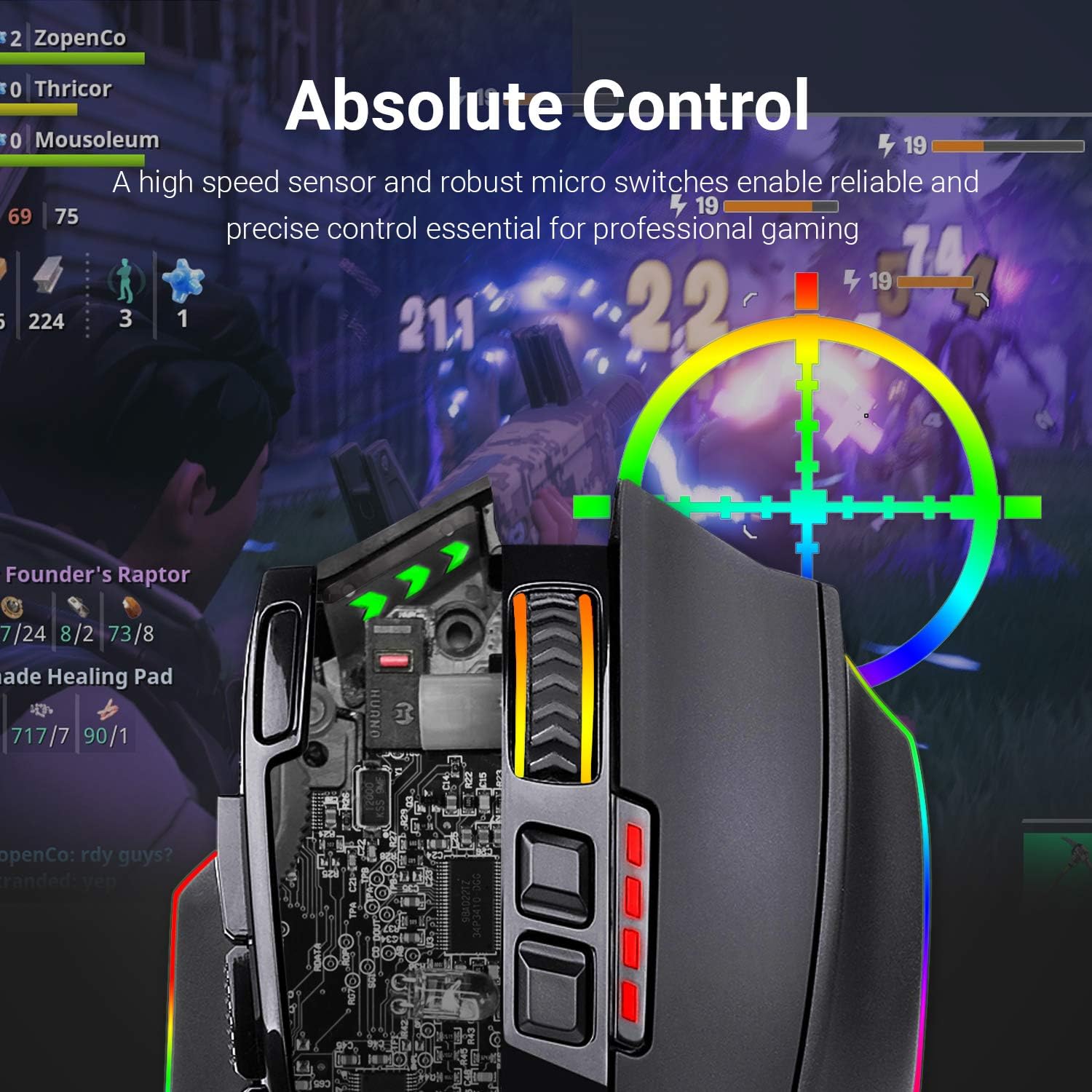 Redragon M801 PC Gaming Mouse LED RGB Backlit MMO 9 Programmable Buttons Mouse with Macro Recording Side Buttons Rapid Fire Button for Windows Computer Gamer (Wireless, Black): Electronics