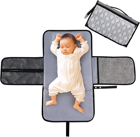 Leadstar Draagbare Luier Veranderende Mat Luier Veranderende Pad Met Hoofdkussen Zakken Waterdichte Opvouwbare Baby Baby Veranderende Pad Kit Voor Thuis Reizen Buiten Grijs Amazon Nl