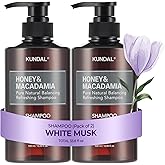KUNDAL Honey & Macadamia Natural Shampoo [White Musk] Korean Hair Care Shampoo Damage Repair Strengthen, Nourish, with Argan Oil, Free Paraben & Sulfate 16.9 fl oz (Pack of 2),Stocking Stuffers