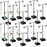 Coloch 18 Pcs Metal Earring Holder, Black T Bar Earring Display with 3 Heights Hoop Earring Display Stand with Acrylic Base Earring Showroom and Tradeshow Showcase Displays for Selling, Shows