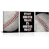 Artsbay Baseball Wall Art Motivational Painting Inspirational Sport Print Artwork for Teen Boys Bedroom Club Home Living Room Decoration 12" W x 16" H x 3PCS