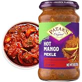 Patak&rsquo;s Hot Mango Pickle - Authentic Indian Relish w/Mango Chunks, Mustard Seeds &amp; Aromatic Spices &ndash; Perfect for Sandwiches, Salads &amp; Cold Meats - Vegan Spicy Pickle - 10oz Jar (Pack of 6)