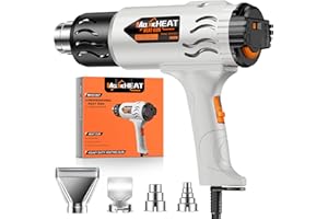 MAXXHEAT Heat Gun - Newly Upgraded Cool Mode 100℉~1200℉ with Dual Fuses for Shrink Tubing & Crafts, 1800W Heavy Duty Hot Air Gun Variable Temperature Control with 4 Nozzles for Crafting, Resin, Vinyl Wrap