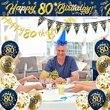 DearLives Blue Gold 80th Birthday Decoration Kit Banner Sash Balloons view 6