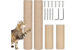 PowerKing Natural Sisal Replacement Scratching Post, 4 Pieces M8 Cat Scratch Post Refill Pole Parts for Refurbishment, White,