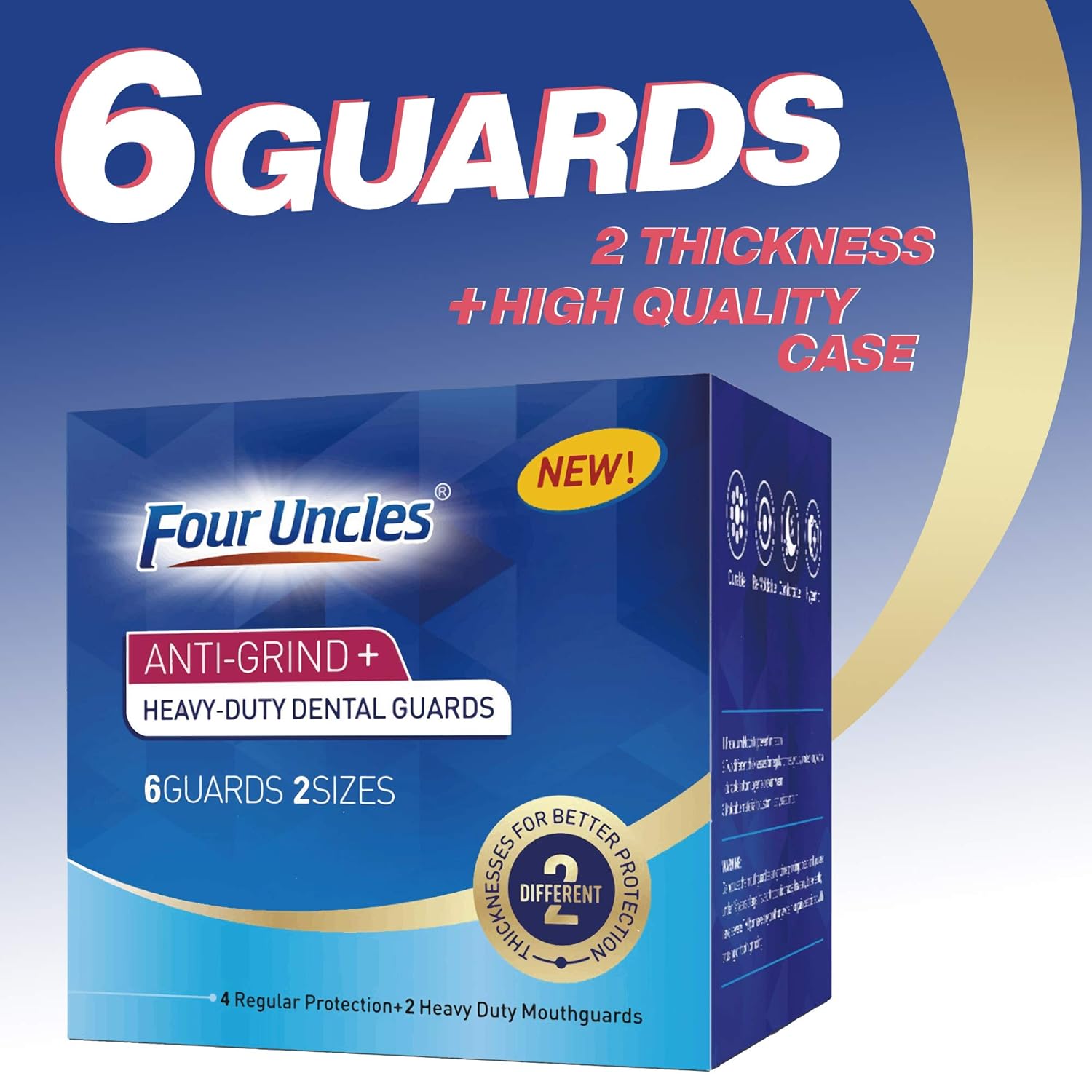Mouth Guard for Teeth Grinding Clenching Bruxism-6 BPA FREE New Upgraded FOUR UNCLES Anti Dental Night Guard for sleep Moldable, Including 4 Regular and 2 Heavy Duty Guard & Travel Retainer Case : Beauty