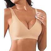 Xcutting Bra for Women Wireless No Underwire Seamless Full Coverage Deep V Bralettes Everyday Comfortable Soft