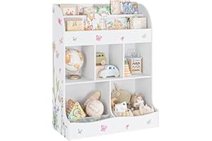 BOTLOG Toy Storage Organizer with Bookshelf, Toy Storage Cubby Children's Toy Shelf for Books, Toys, Toy Storage Cabinet for Girl and Boy, White