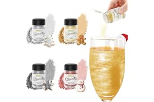 Edible Glitter for Drinks 4 Colors SIMEKKO Food Grade Edible Luster Dust for Cakes, Drinks, Strawberries and Fondant, Vegan &