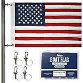 RainierSupplyCo Large American Flag for Boat - 16x24 USA Boat Flags with Embroidered Stars, Sewn Stripes, 2 Brass Grommets, 4 Heavy Duty Clips - Outdoor Banner for Pontoon, Yachts, Boating Accessories