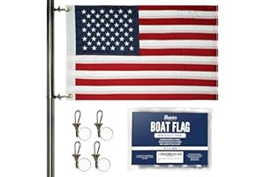 RAINIER SUPPLY CO RainierSupplyCo Large American Flag for Boat - 16x24 USA Boat Flags with Embroidered Stars, Sewn Stripes, 2 Brass Grommets, 4 Heavy Duty Clips - Outdoor Banner for Pontoon, Yachts, Boating Accessories