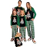 Haloumoning Family Christmas Pajamas Matching Sets Xmas PJs Sets Holiday Jammies Sleepwear Green