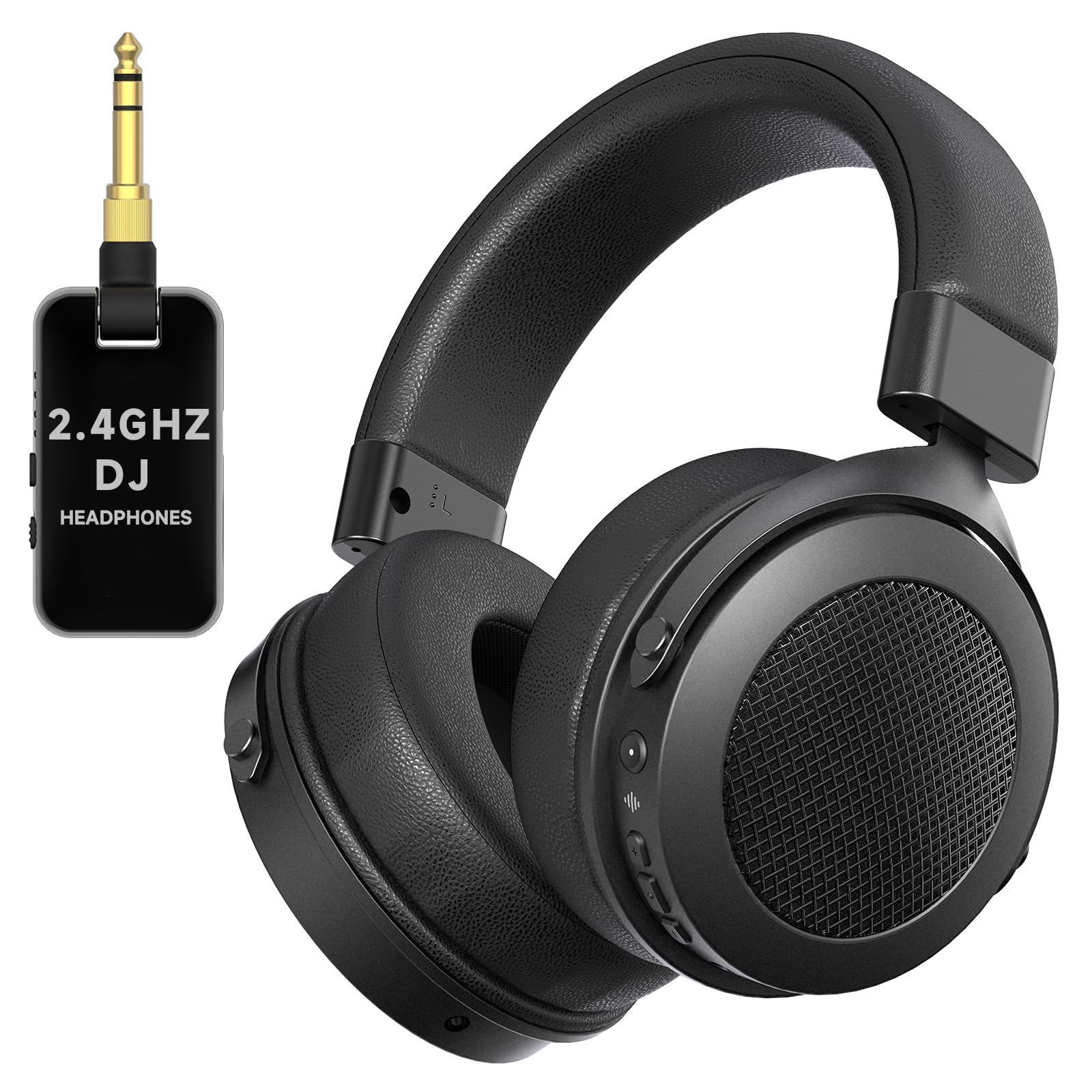 Photo 1 of Rumoon 2.4GHz Wireless Headphones for Bass Guitar, 20ms Low Latency, Wireless Over Ear Headphones with 6.35mm & 3.5mm Jack for Studio Monitor & Mixing DJ AMP Keyboard, Pure Black