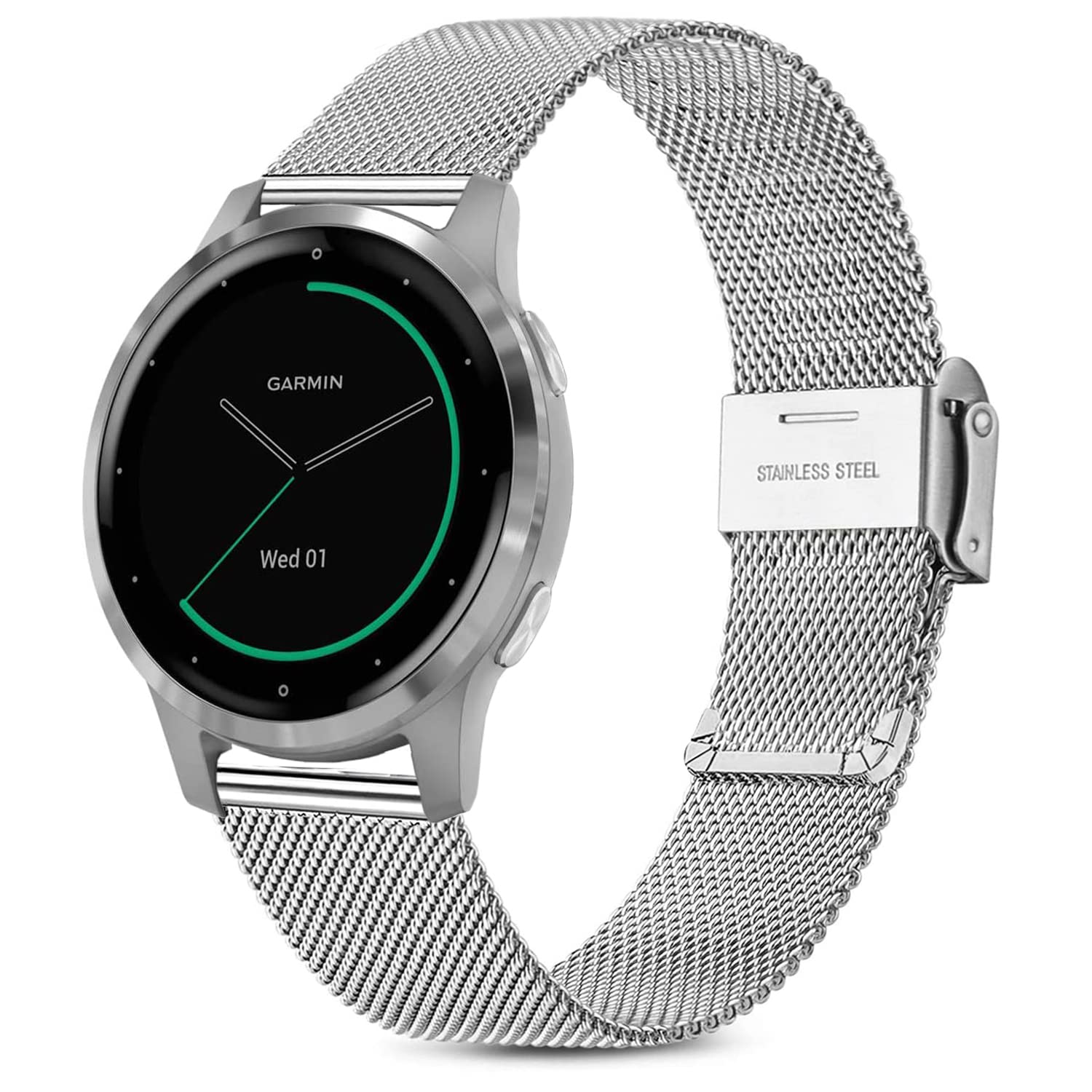 Issinlky band for Garmin Venu 4 41mm/Venu 2S/3S/Vivoactive 4S/Vivomove 3S, 18mm band Stainless Steel Metal for Fossil Ladies Gen 6/5E/4/3