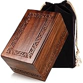 Handcrafted Rosewood Wooden Urn for Human Ashes Adult – 200 Cubic Inch Capacity – Engraved Border Funeral Urn for Ashes – Memorial Keepsake Box