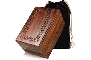 FOREVER LANE Handcrafted Rosewood Wooden Urn for Human Ashes Adult – 200 Cubic Inch Capacity – Engraved Border Funeral Urn for Ashes – Memorial Keepsake Box