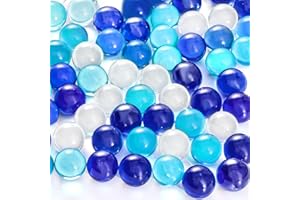 FUTUREPLUSX 75PCS Blue Marbles Bulk, for Kids Marble Run Games, Fillers Aquarium Pebbles