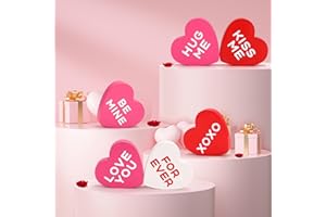 Valentines Day Decorations Wooden Sign, 6 Piece Small Heart Shaped Decor, Love Candy Table Centerpiece for Tiered Tray, Home,